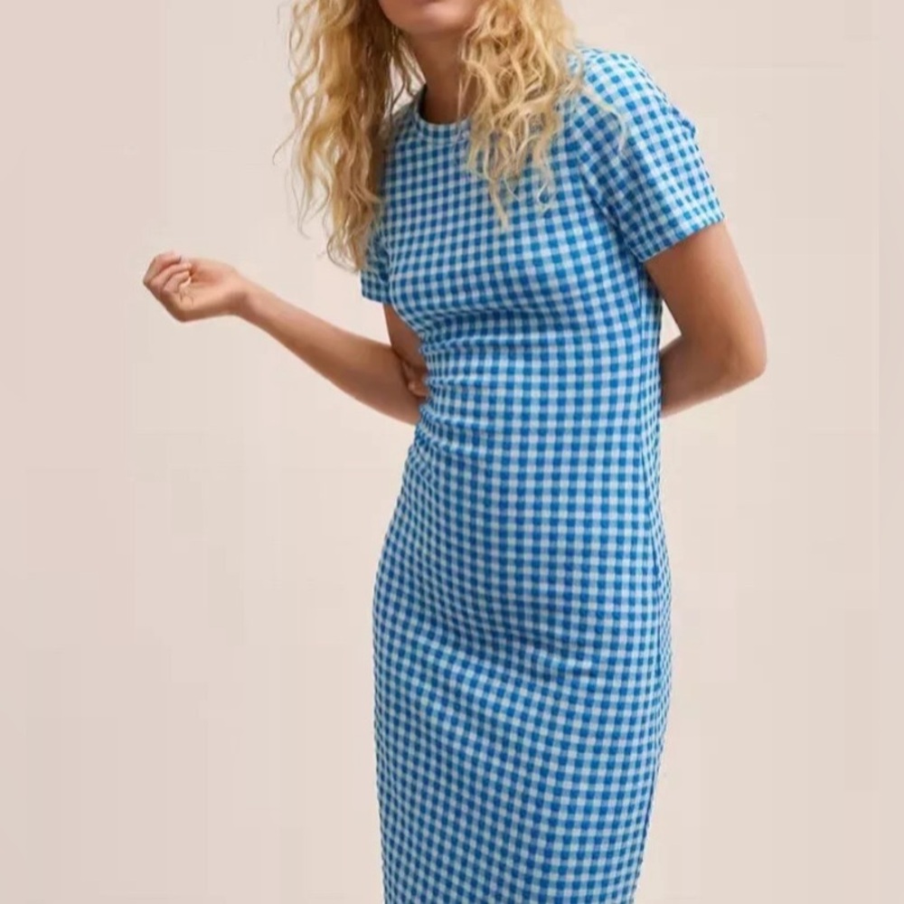 Mango-Vichy check dress-Women's Size: XS-Color-Gingham Checked Print-NEW!!